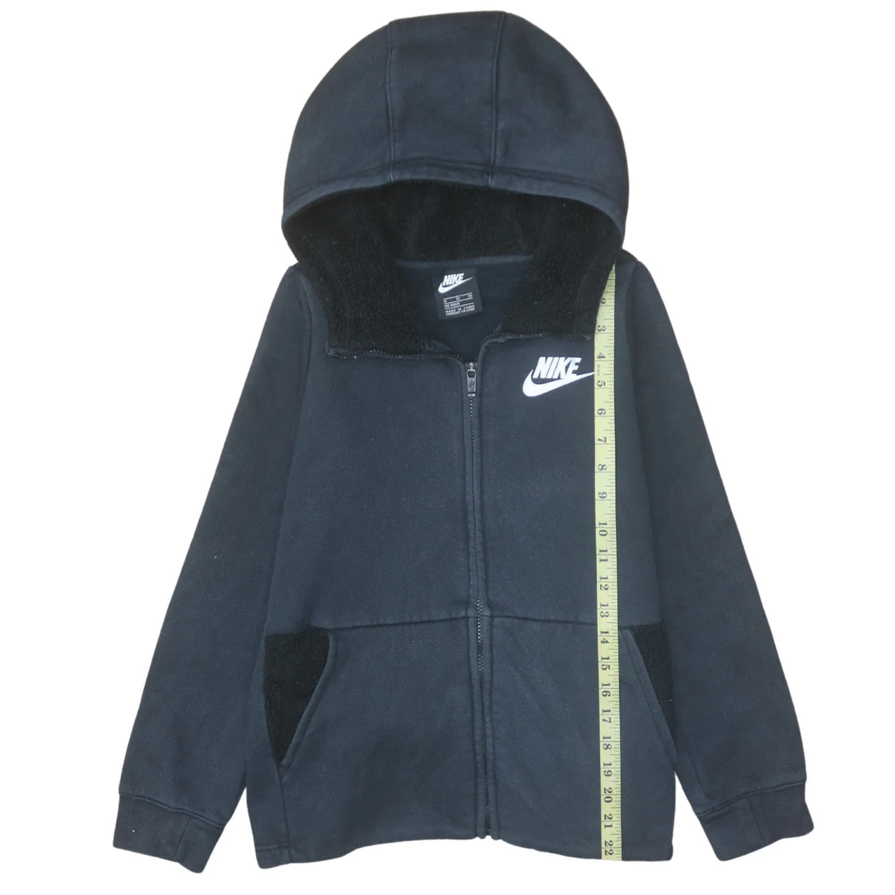Nike Boys Black Full Zip Fleece Lined Hoodie XL 156-166cm - Image 2