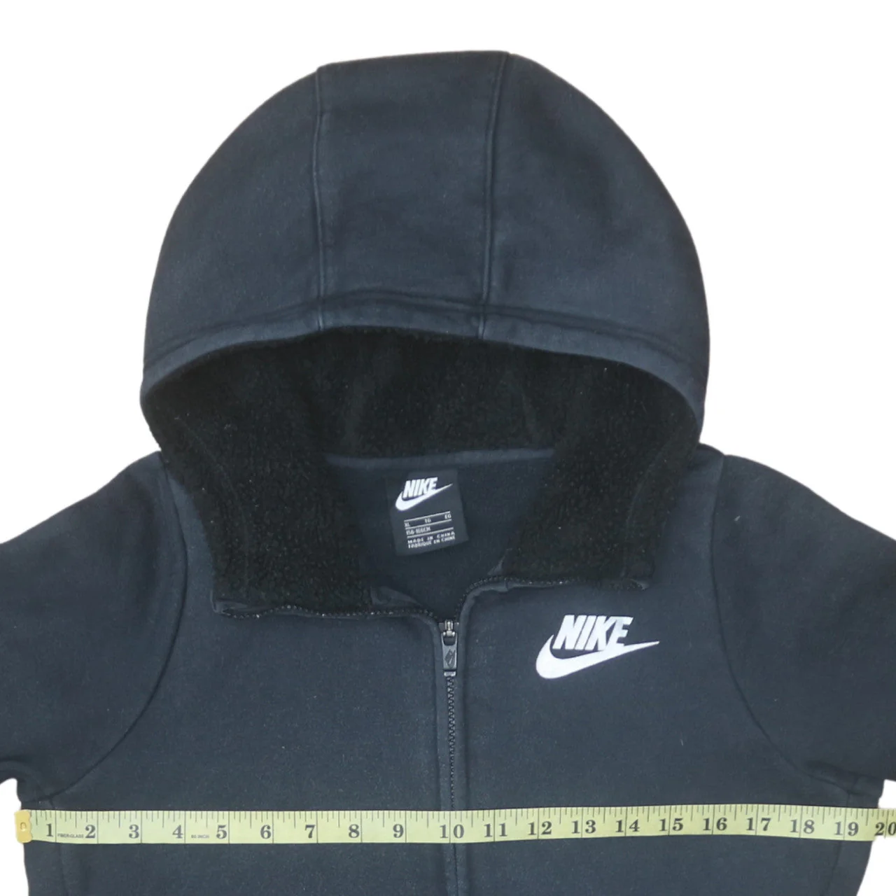 Nike Boys Black Full Zip Fleece Lined Hoodie XL 156-166cm - Image 3