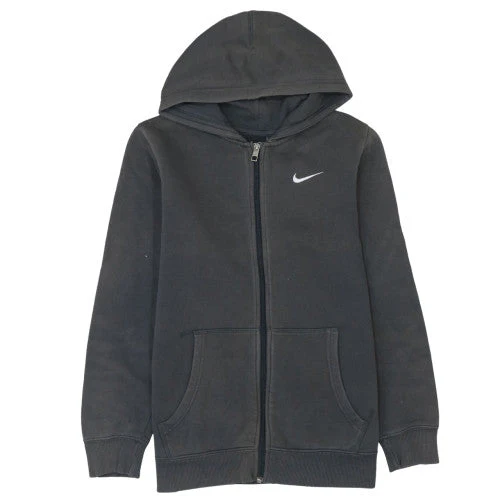 Nike Boys Black Full Zip Hoodie 12-13 Years Fleece Lined Sweatshirt