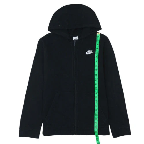 Nike Boys Black Full Zip Hoodie XL (158-170cm) Fleece Lined Sweatshirt - Image 3