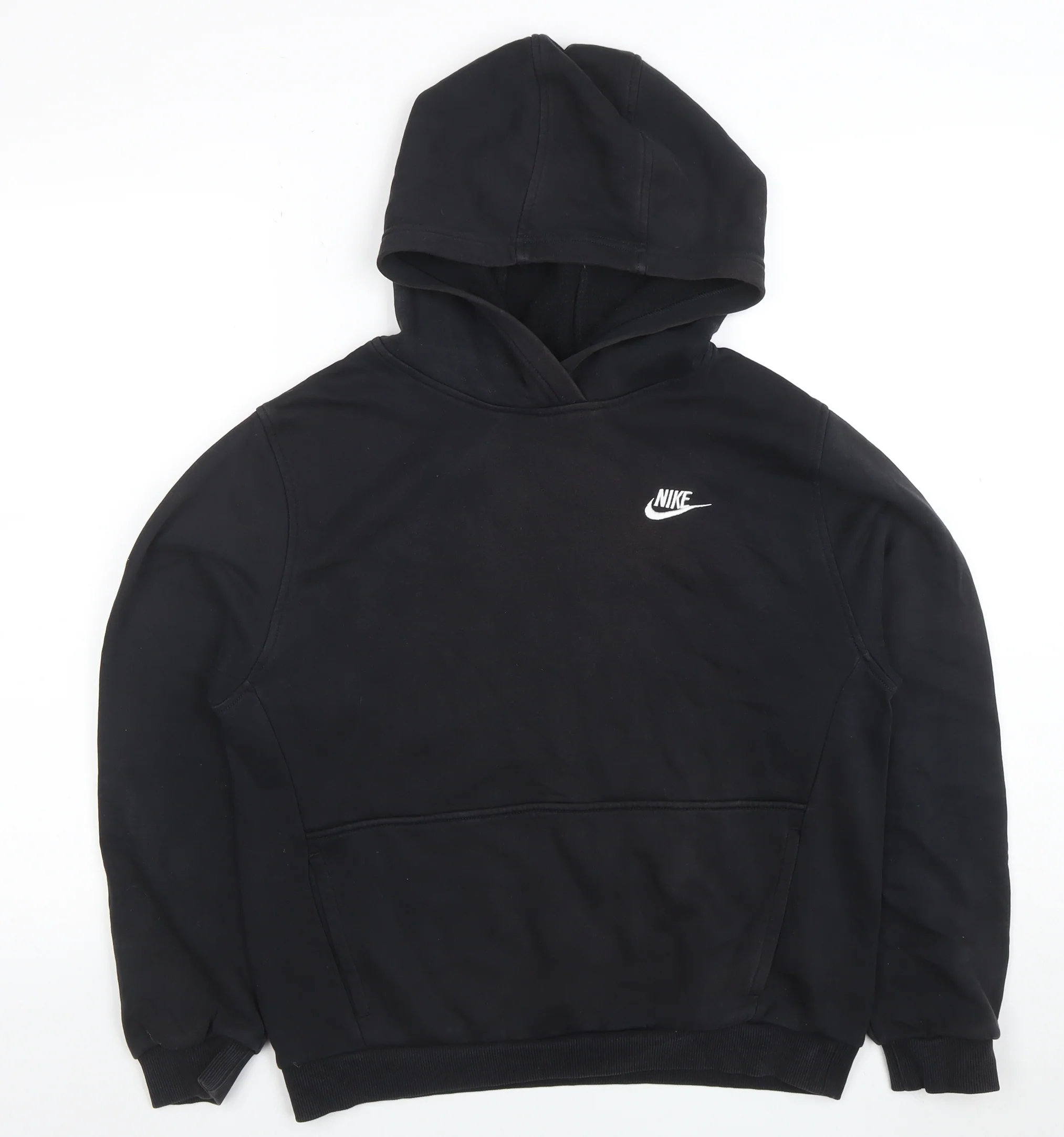 Nike Boys Black Pullover Hoodie XL Cotton Blend with Logo Detail