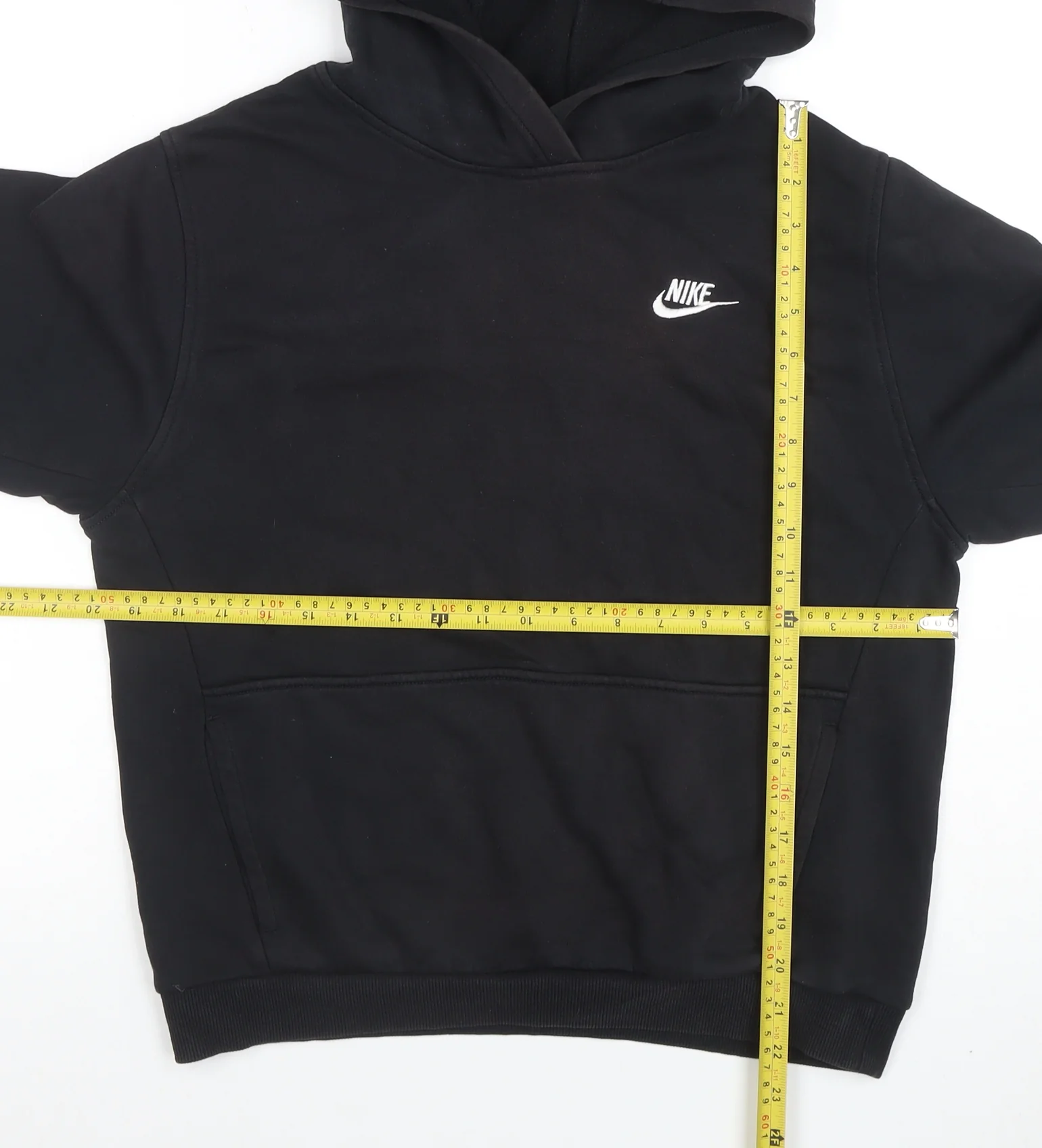 Nike Boys Black Pullover Hoodie XL Cotton Blend with Logo Detail - Image 2