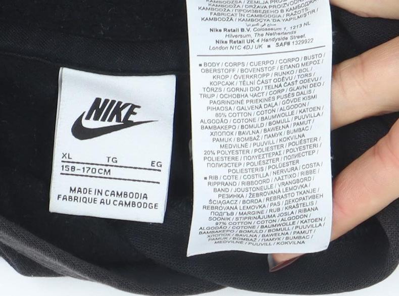 Nike Boys Black Pullover Hoodie XL Cotton Blend with Logo Detail - Image 4