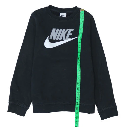 Nike Boys Black Pullover Sweatshirt M 137-147cm Crew Neck Logo Fleece - Image 2