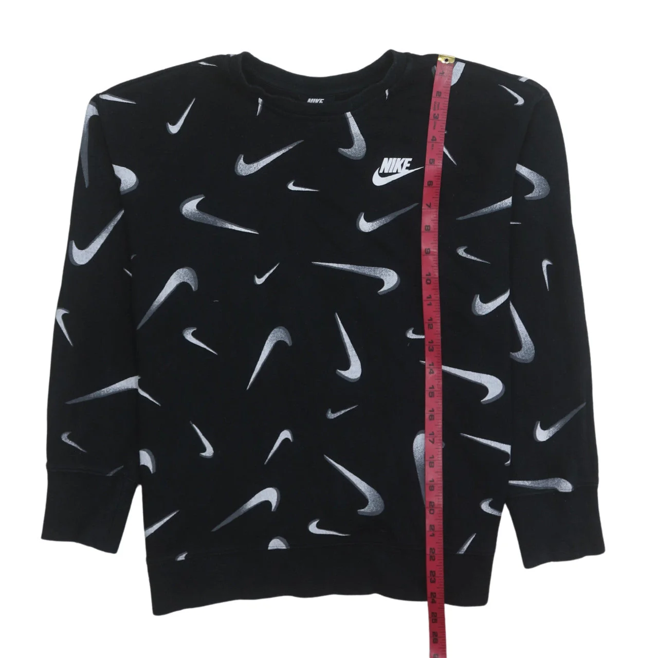 Nike Boys Black XL Pullover Sweatshirt with Swoosh Logo Print - Image 2