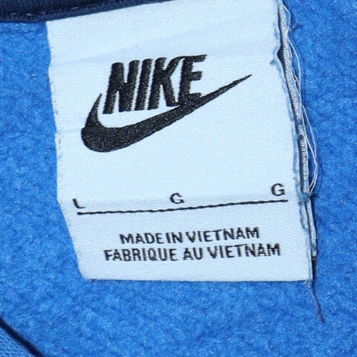 Nike Boys Blue Logo Print Pullover Hoodie Size L Cotton Blend - Image 5