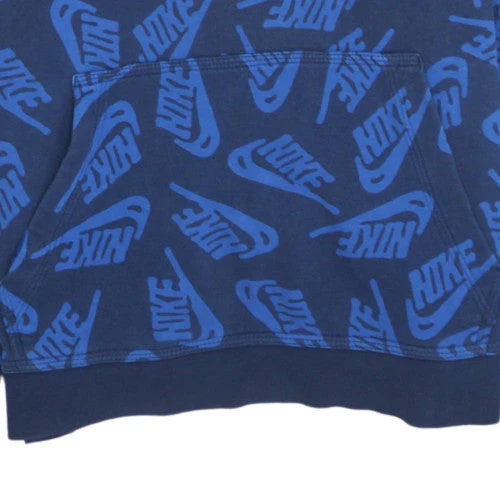 Nike Boys Blue Logo Print Pullover Hoodie Size L Cotton Blend - Image 8