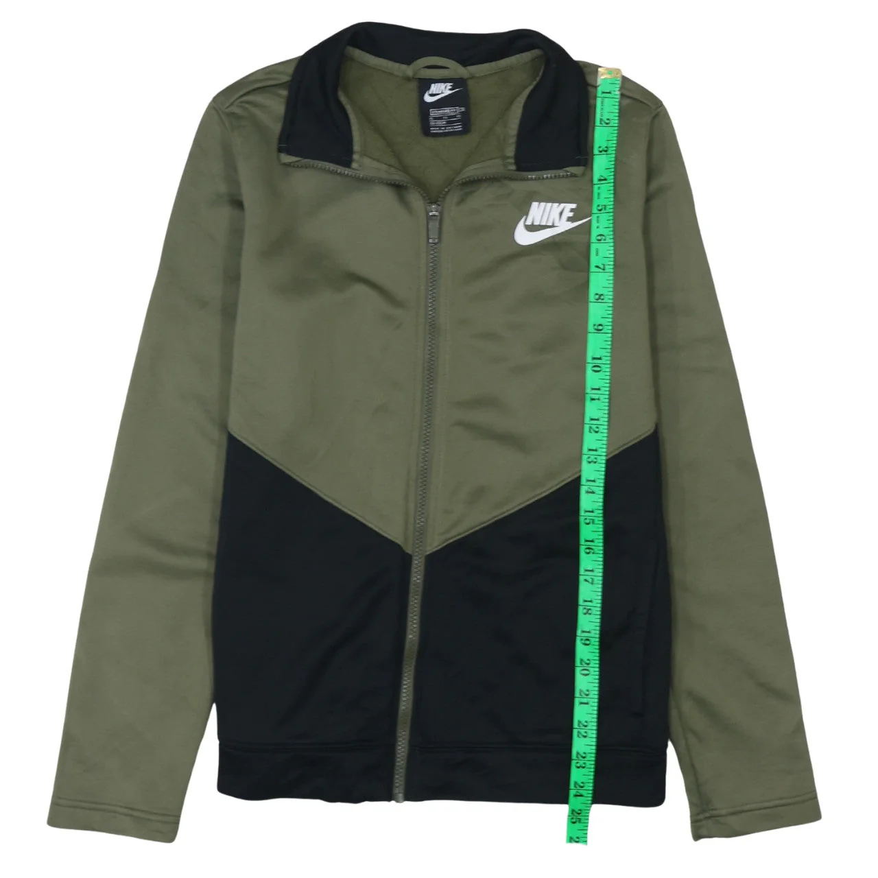Nike Boys Green Track Jacket XL 158-170cm Zip Up Colourblock Sportswear - Image 2