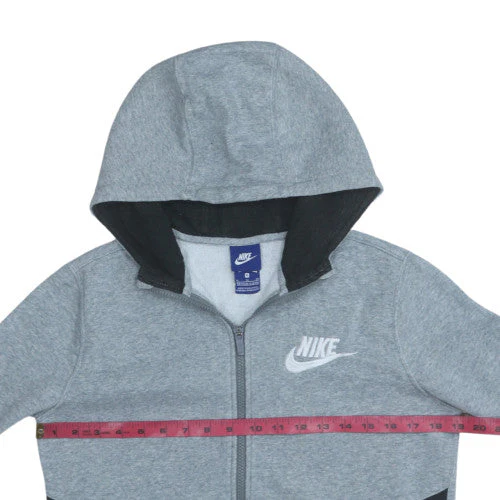 Nike Boys Grey Colourblock Full Zip Fleece Hoodie XL 13-15 Years - Image 3