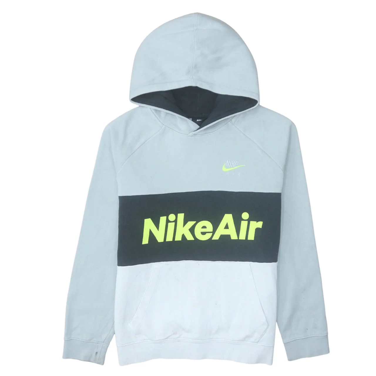 Nike Boys Grey Colourblock Pullover Hoodie XL Fleece Logo Print