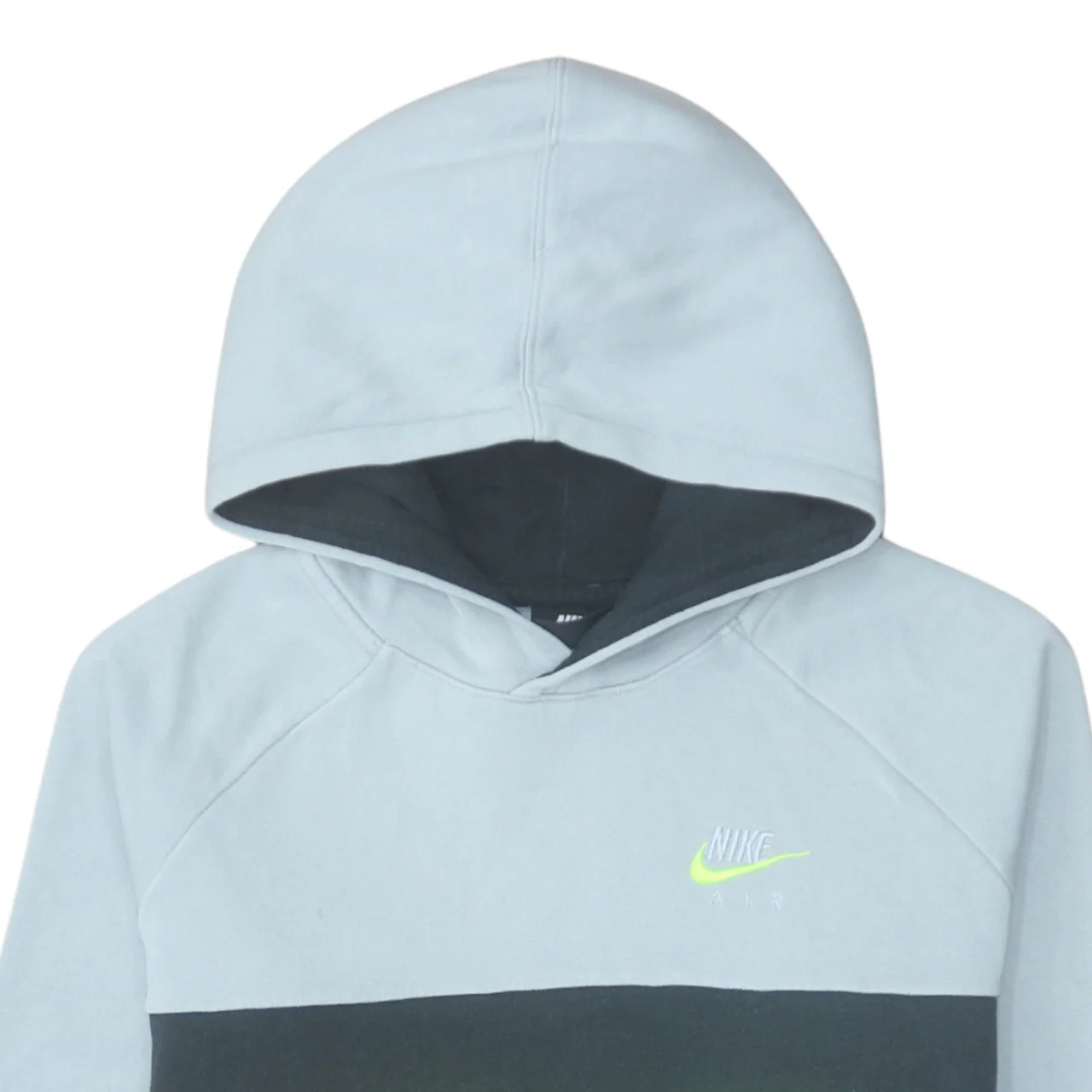Nike Boys Grey Colourblock Pullover Hoodie XL Fleece Logo Print - Image 7