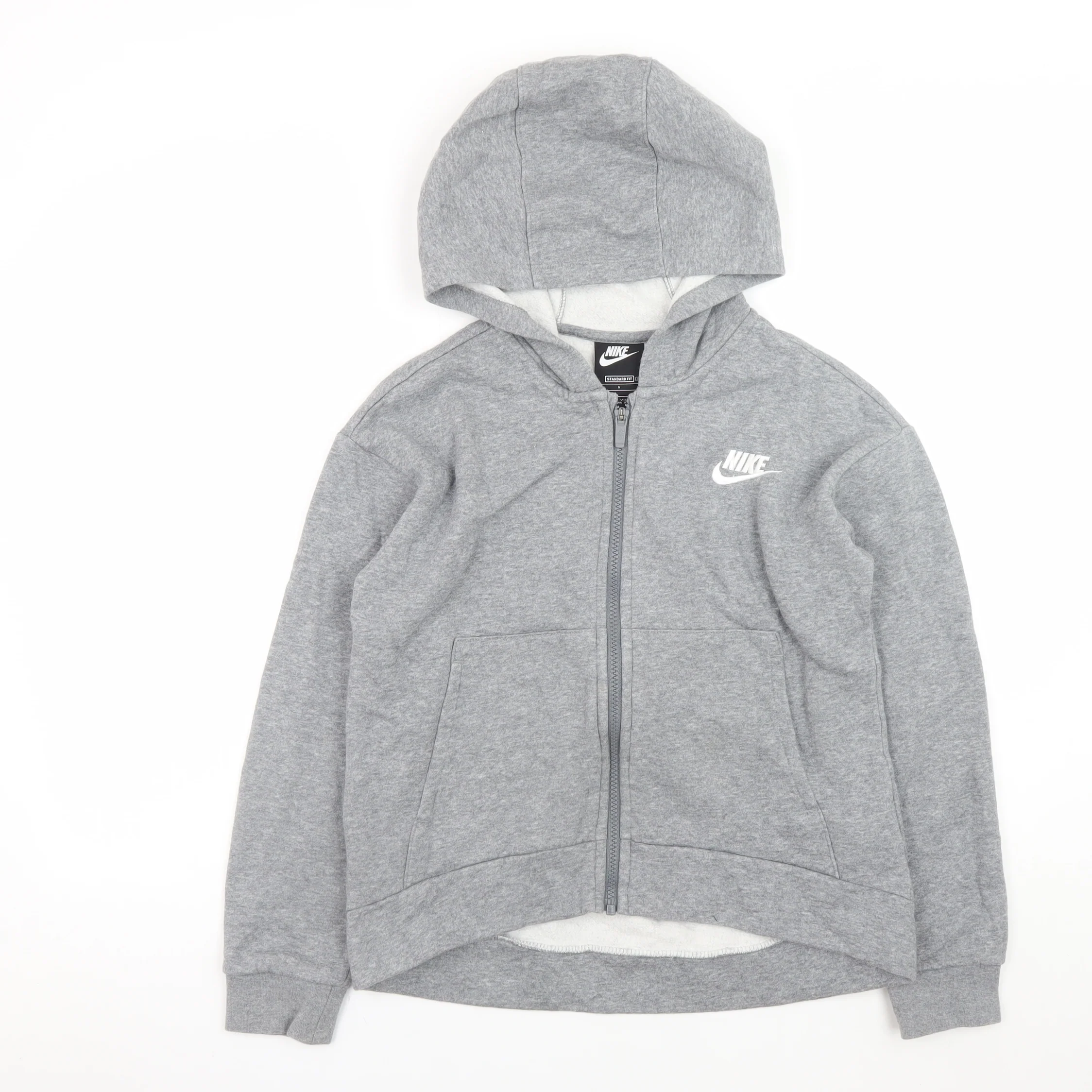 Nike Boys Grey Full Zip Fleece Hoodie Size 146cm Regular Fit