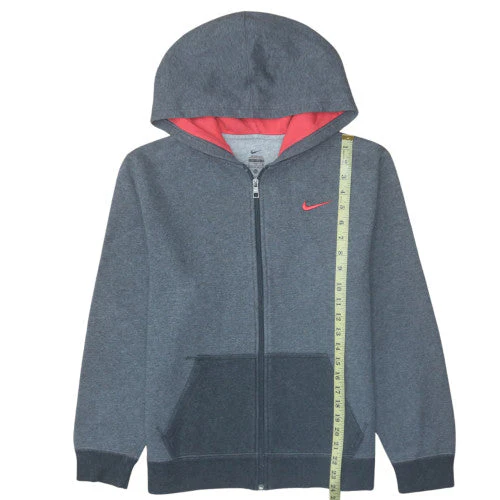 Nike Boys Grey Full Zip Hoodie XL 13-15 Years Fleece Lined Sportswear - Image 2
