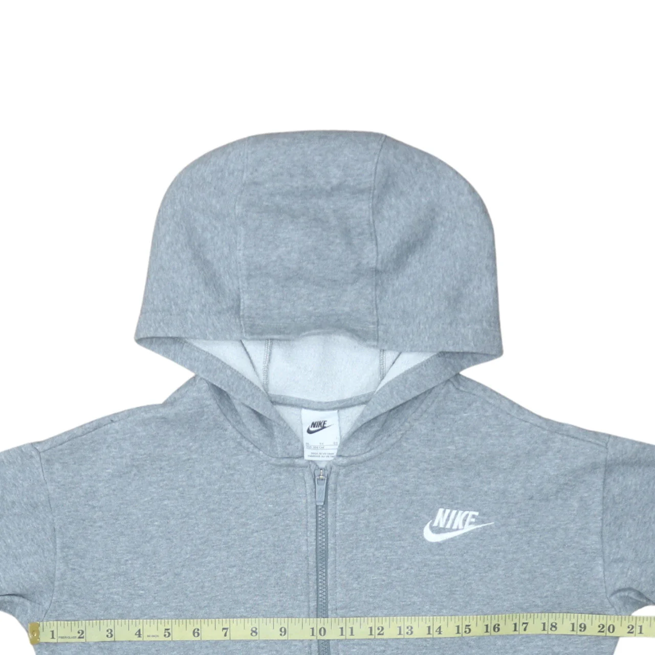 Nike Boys Grey Full Zip Hoodie XL 156-166cm Cotton Blend Fleece - Image 3