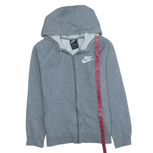 Nike Boys Grey Full Zip Hoodie XL 156-166cm Standard Fit Fleece - Image 3