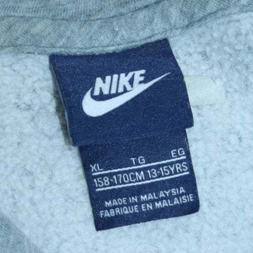 Nike Boys Grey Pullover Hoodie XL 13-15 Years Fleece Lined Sweatshirt - Image 5