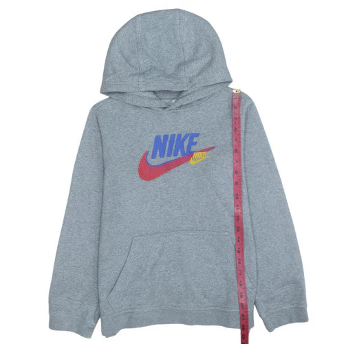 Nike Boys Grey XL Pullover Hoodie with Logo Graphic Print Fleece - Image 2