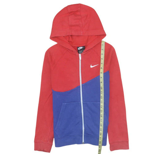 Nike Boys Red Blue Hooded Track Jacket 11-12 Years Full Zip Colourblock - Image 3