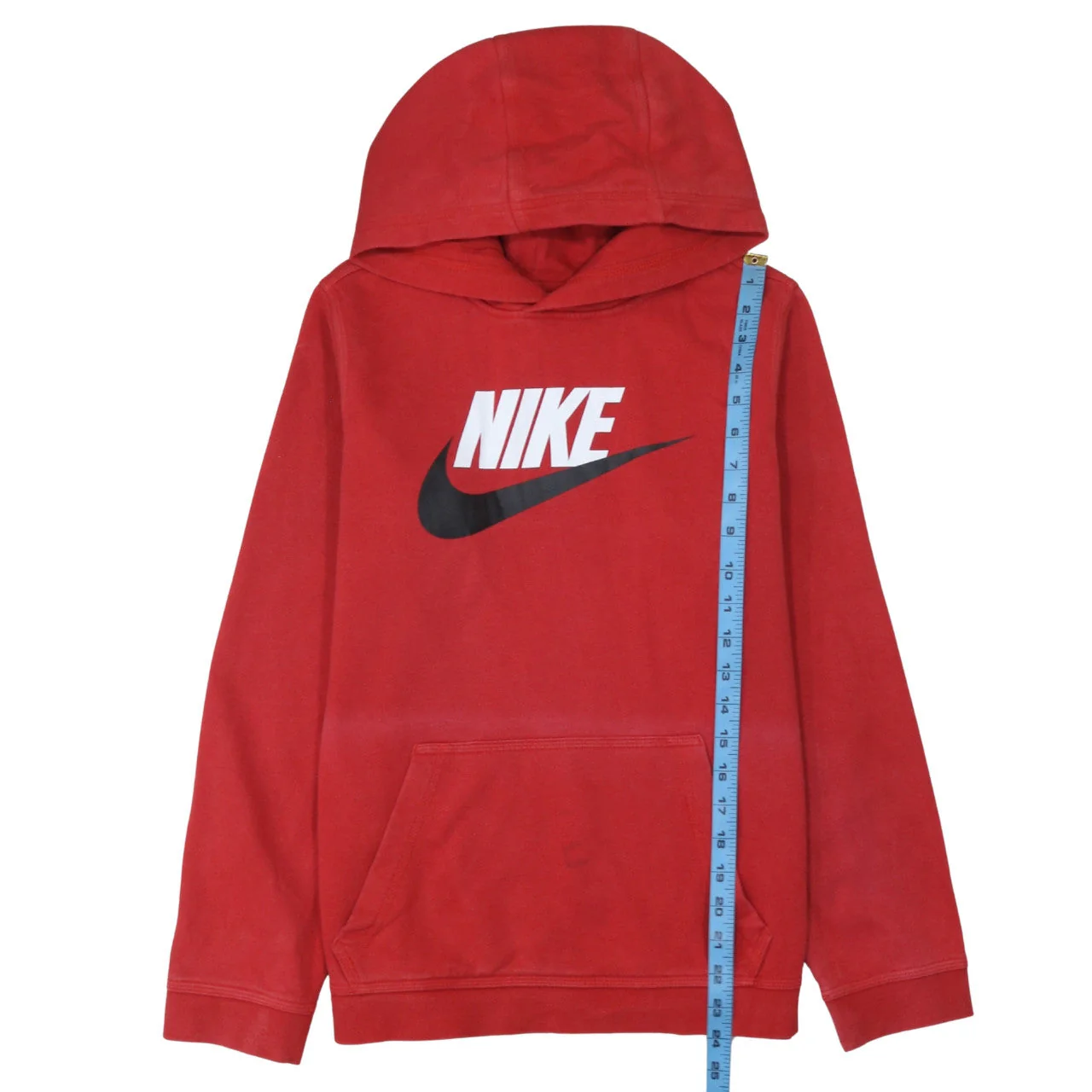 Nike Boys Red Pullover Hoodie XL 158-170cm Logo Fleece Sweatshirt - Image 2