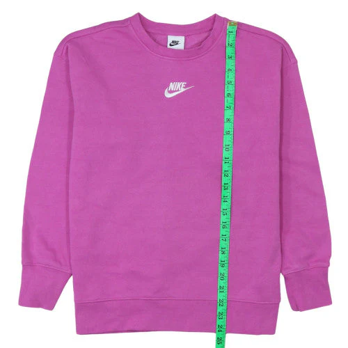 Nike Girls Pink Logo Pullover Sweatshirt L Fleece Crew Neck - Image 3