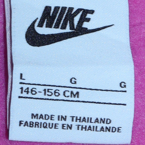 Nike Girls Pink Logo Pullover Sweatshirt L Fleece Crew Neck - Image 5