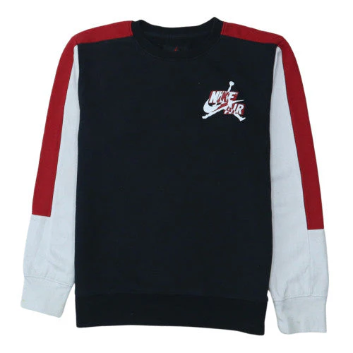Nike Jordan Boys Black Red Crew Neck Sweatshirt 12-13 Years Cotton Blend