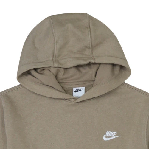 Nike Men Beige Pullover Hoodie M Fleece Logo Sweatshirt Regular Fit - Image 7