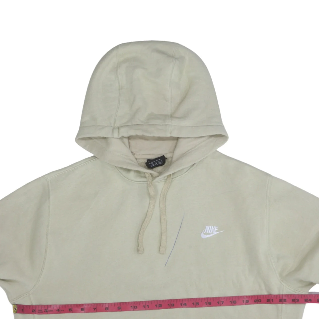 Nike Men Beige Pullover Hoodie M Fleece Sportswear Sweatshirt - Image 2