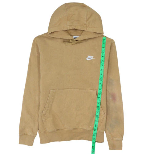 Nike Men Beige Pullover Hoodie Small Fleece Logo Sweatshirt - Image 2
