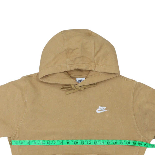 Nike Men Beige Pullover Hoodie Small Fleece Logo Sweatshirt - Image 3