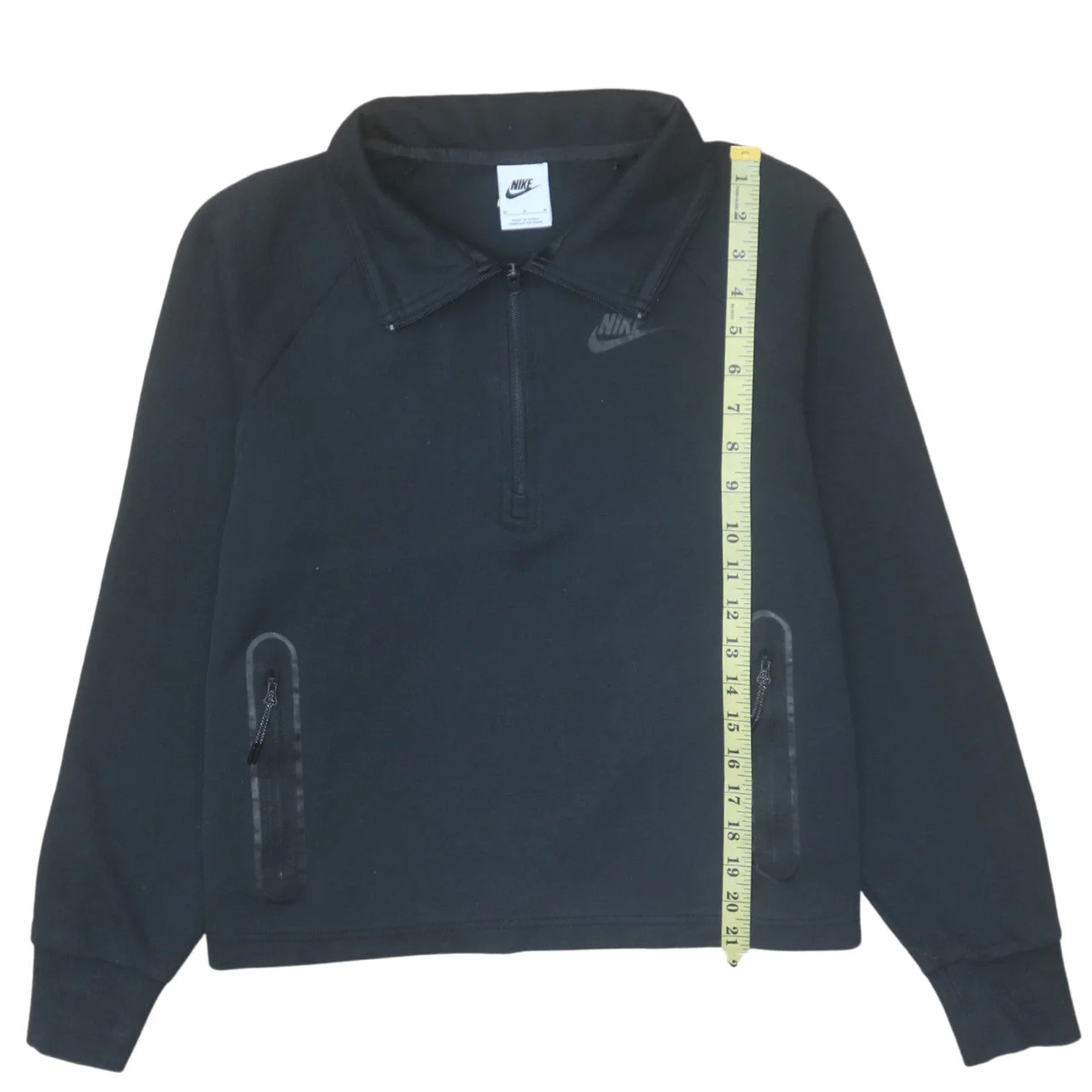 Nike Men Black Collared 1/2 Zip Fleece Sweatshirt Size M - Image 2