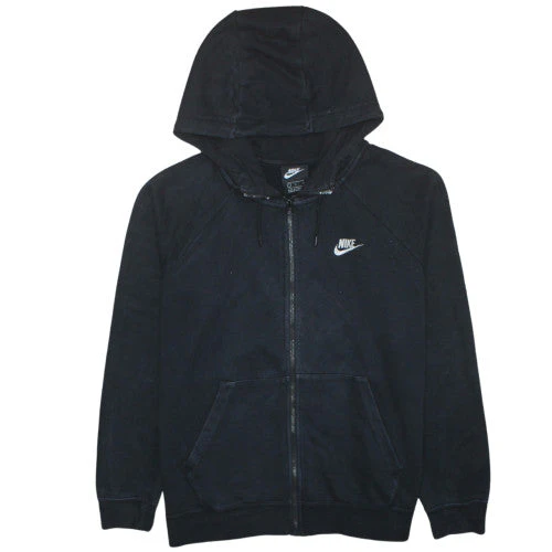 Nike Men Black Full Zip Hoodie L Fleece Sportswear