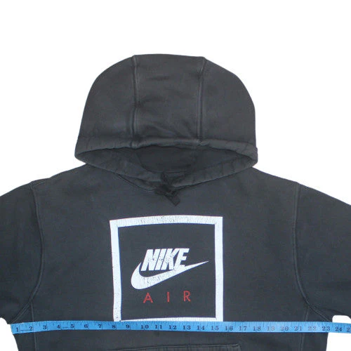 Nike Men Black Pullover Hoodie M Graphic Print Fleece Sweatshirt - Image 3