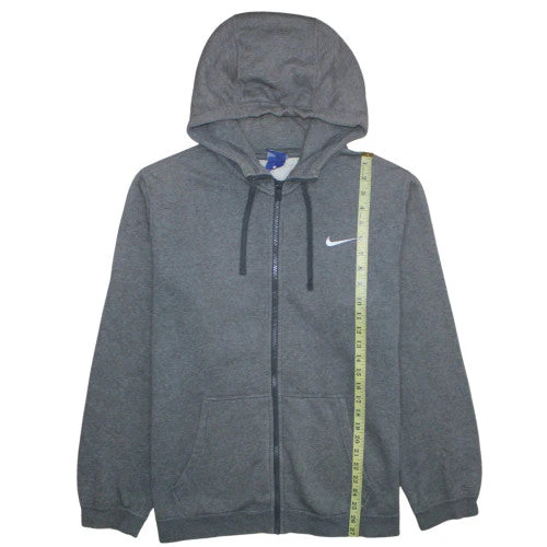Nike Men Grey Full Zip Hoodie L Fleece Hooded Sweatshirt - Image 2