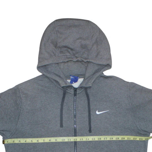 Nike Men Grey Full Zip Hoodie L Fleece Hooded Sweatshirt - Image 3