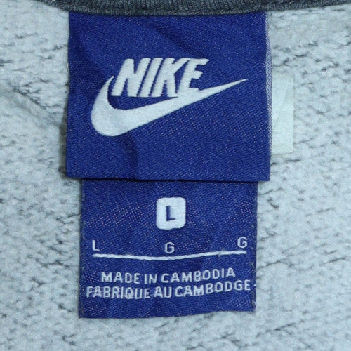 Nike Men Grey Full Zip Hoodie L Fleece Hooded Sweatshirt - Image 5