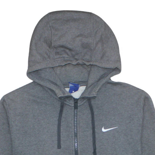 Nike Men Grey Full Zip Hoodie L Fleece Hooded Sweatshirt - Image 8