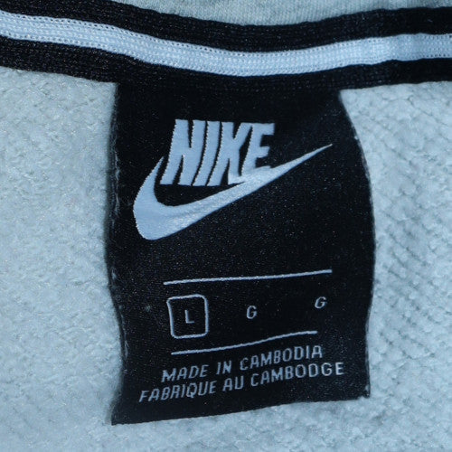 Nike Men Grey Pullover Hoodie L Regular Fit Sports Logo Sweatshirt - Image 5