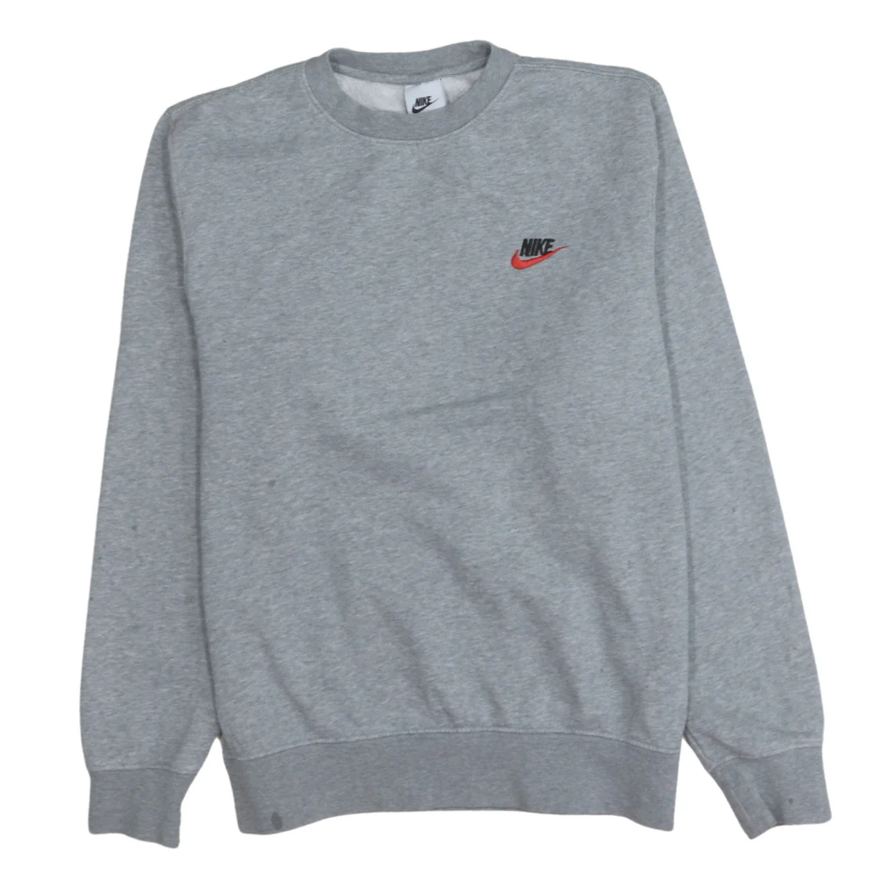 Nike Men Grey Small Pullover Crew Neck Sweatshirt Logo Sportswear