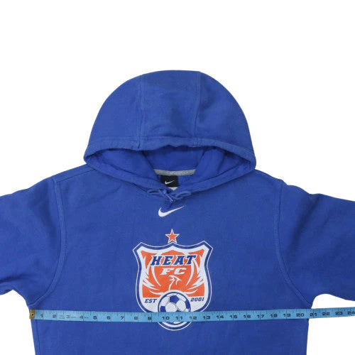 Nike Men’s Blue Pullover Hoodie Heat FC Logo Size S Fleece Sportswear - Image 2
