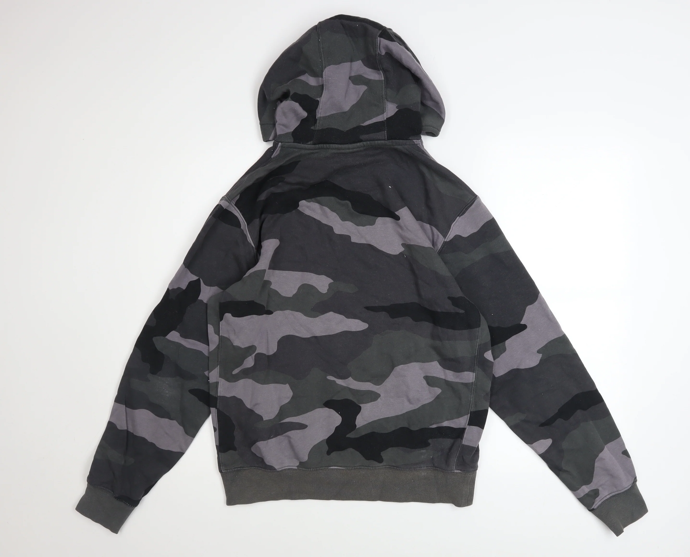 Nike Men’s Camouflage Pullover Hoodie Small Grey Black Fleece - Image 3