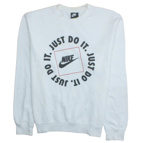 Nike Men’s White Just Do It Logo Pullover Sweatshirt L Regular Fit