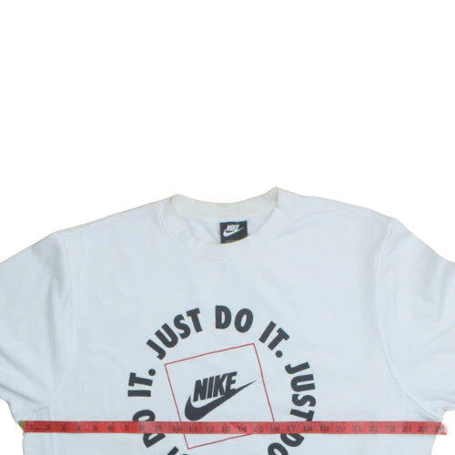 Nike Men’s White Just Do It Logo Pullover Sweatshirt L Regular Fit - Image 2