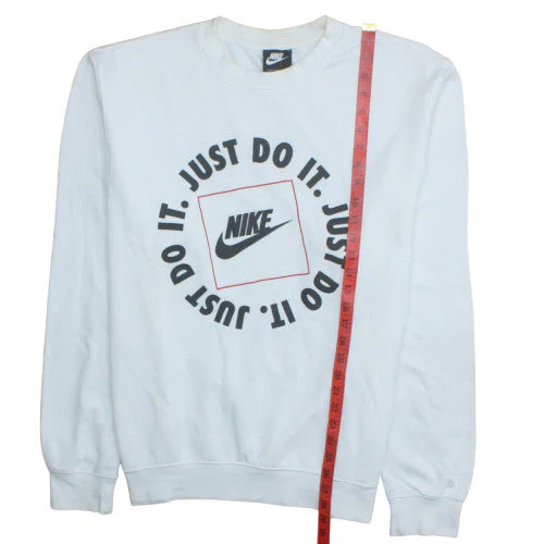 Nike Men’s White Just Do It Logo Pullover Sweatshirt L Regular Fit - Image 3