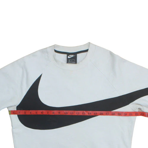 Nike Men White Pullover Sweatshirt L Crew Neck Graphic Logo Sports - Image 2