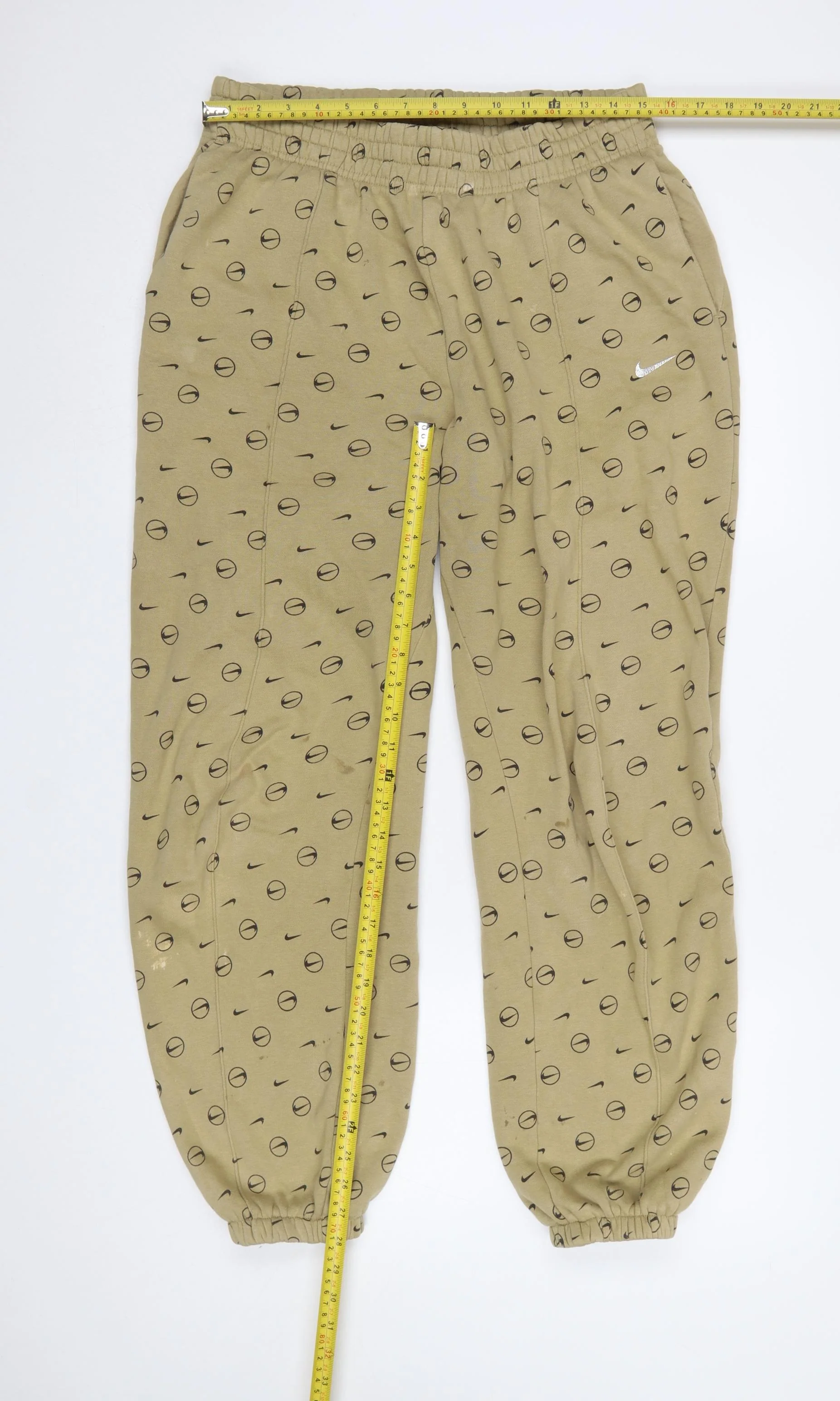Nike Men's Beige Logo Print Jogger Trousers Size M Relaxed Fit - Image 2