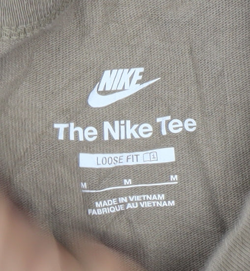 Nike Men's Beige Loose Fit Cotton Crew Neck T-Shirt Size M - Image 4