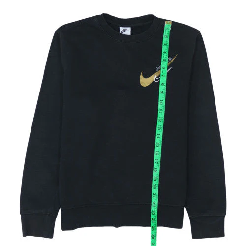 Nike Men's Black Crew Neck Pullover Sweatshirt Small Logo Sportswear - Image 2