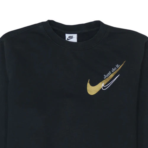 Nike Men's Black Crew Neck Pullover Sweatshirt Small Logo Sportswear - Image 8