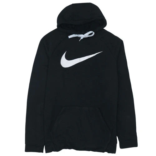 Nike Men's Black Dri-Fit Pullover Hoodie L Sports Logo Sweatshirt